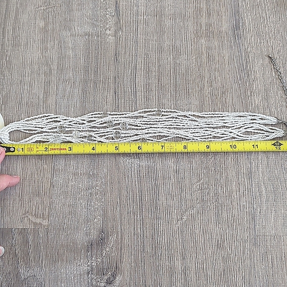 Mother of Pearl Seed Beed Statement Necklace - Picture 10 of 12